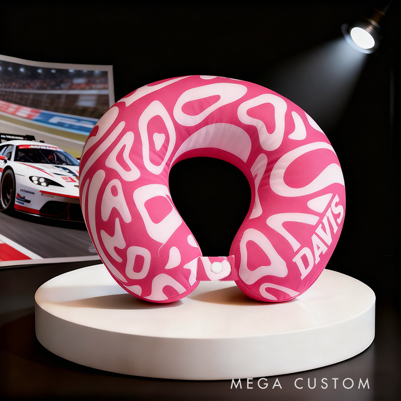 Personalized Racing U-Shaped Pillow with Custom Name for Racing Fans and Travelers