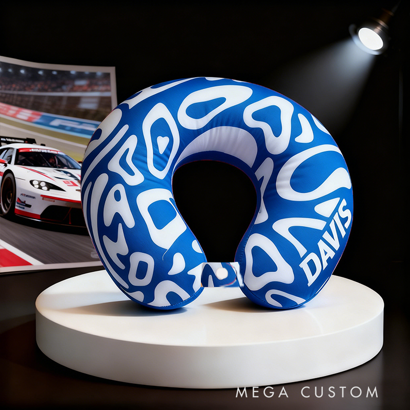 Personalized Racing U-Shaped Pillow with Custom Name for Racing Fans and Travelers