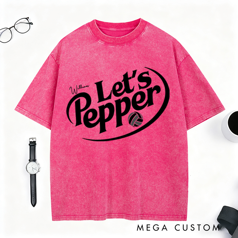 Personalized Volleyball Washed T-Shirt with Custom Name and Design