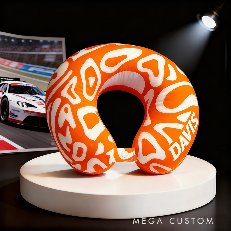 Personalized Racing U-Shaped Pillow with Custom Name for Racing Fans and Travelers