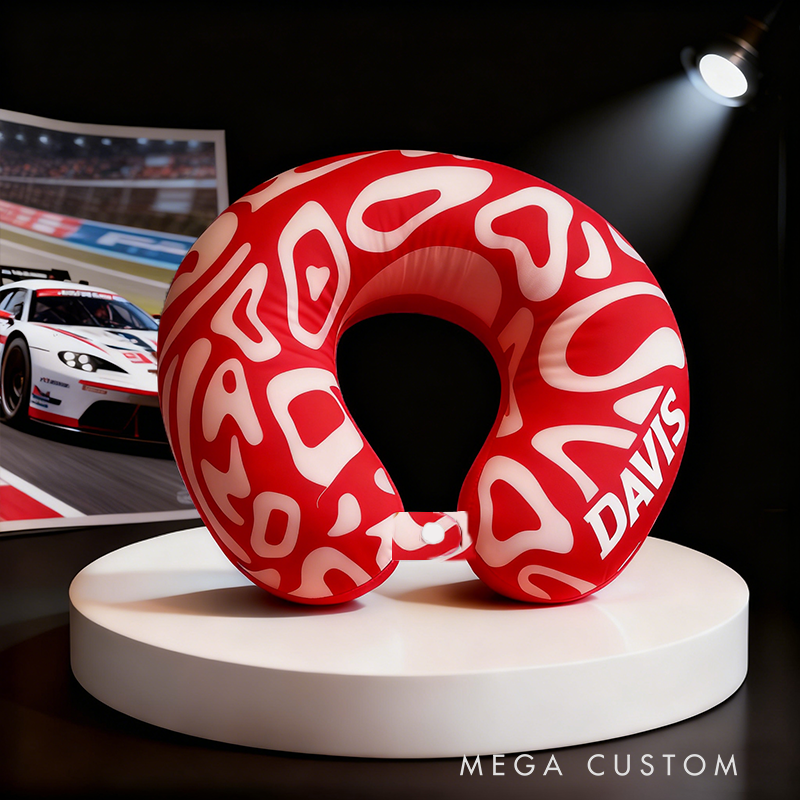 Personalized Racing U-Shaped Pillow with Custom Name for Racing Fans and Travelers
