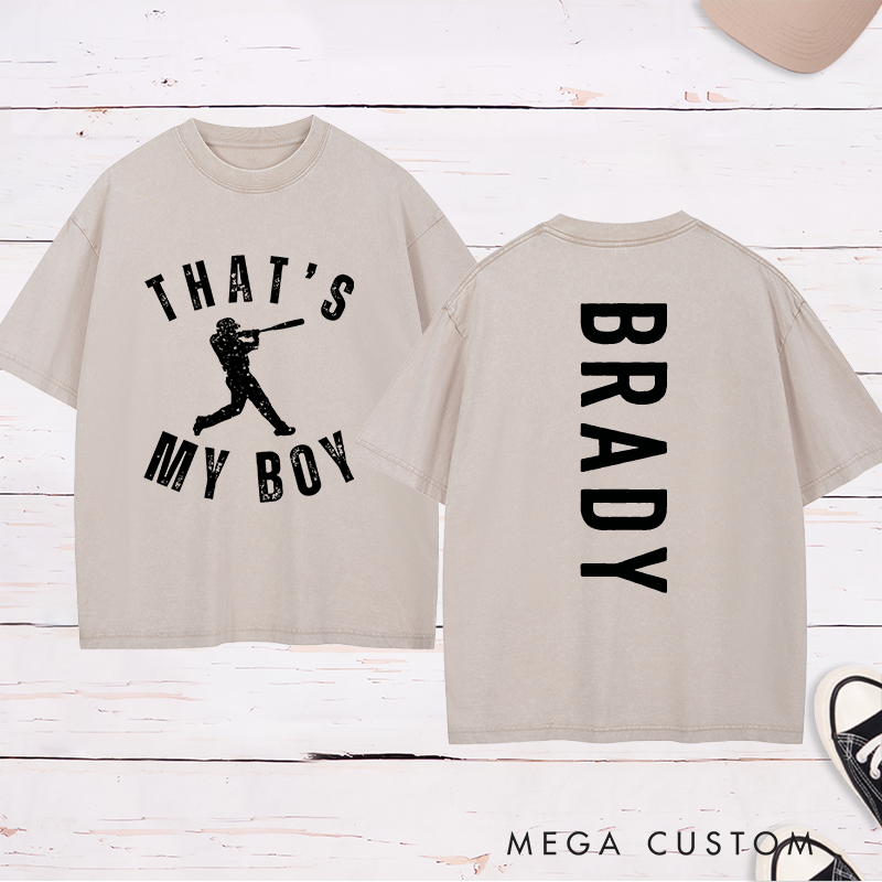 Personalized That's My Boy Baseball Washed T-Shirt with Name