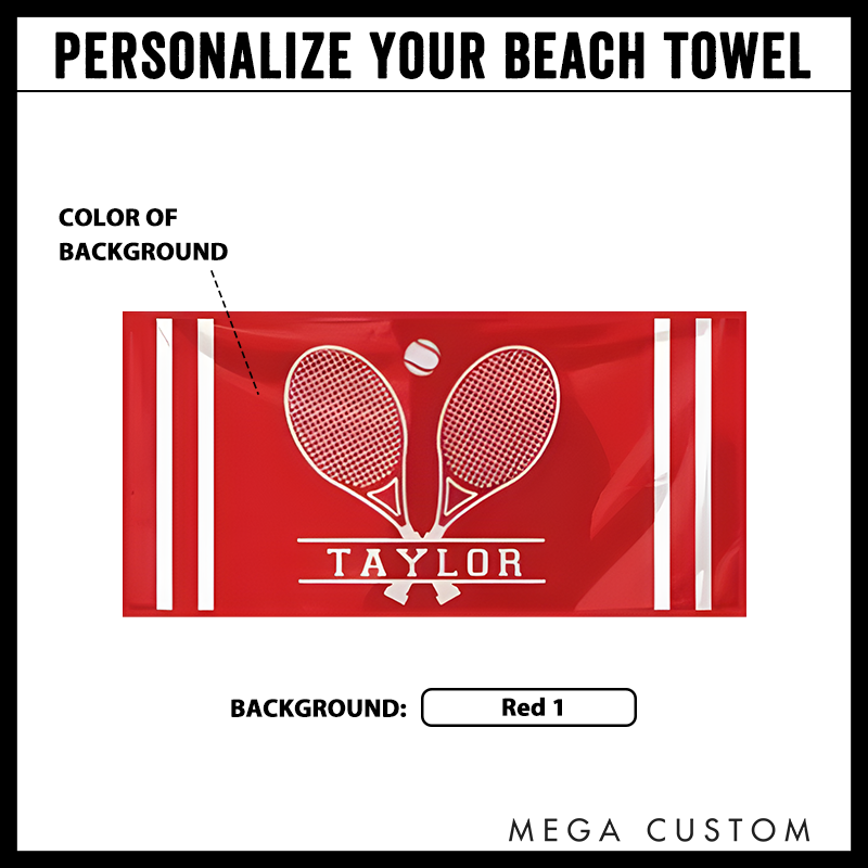 Personalized Tennis Beach Towel with Customizable Logo Text and Stylish Accents Perfect for Players Fans and Coaches