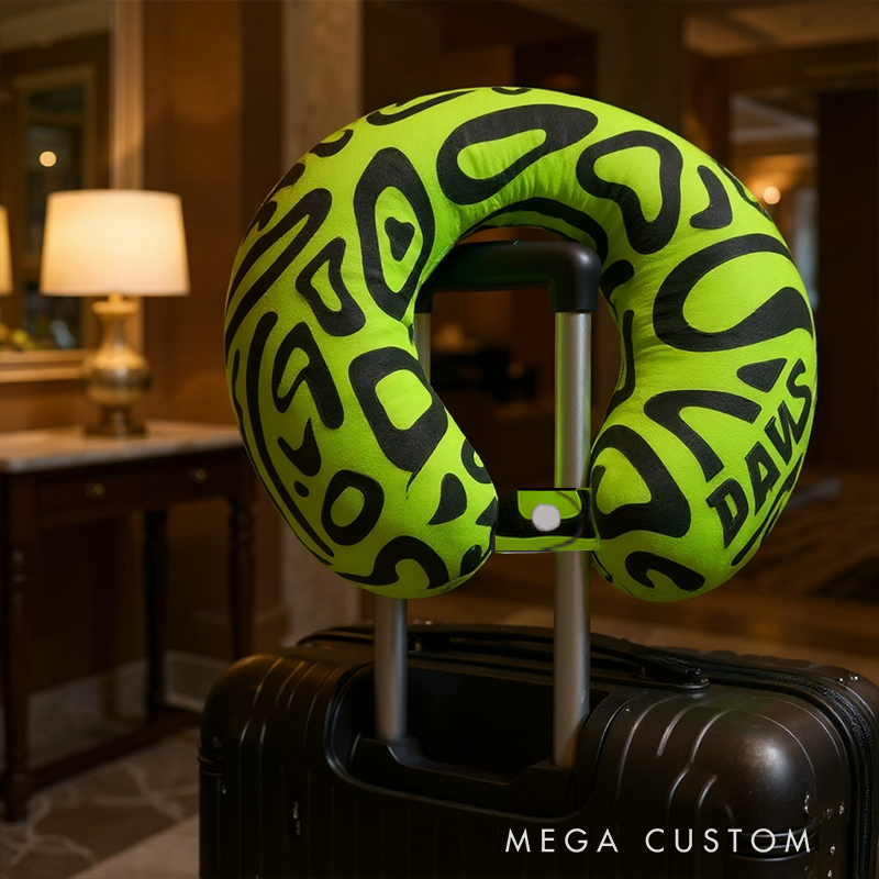 Personalized Racing U-Shaped Pillow with Custom Name for Racing Fans and Travelers