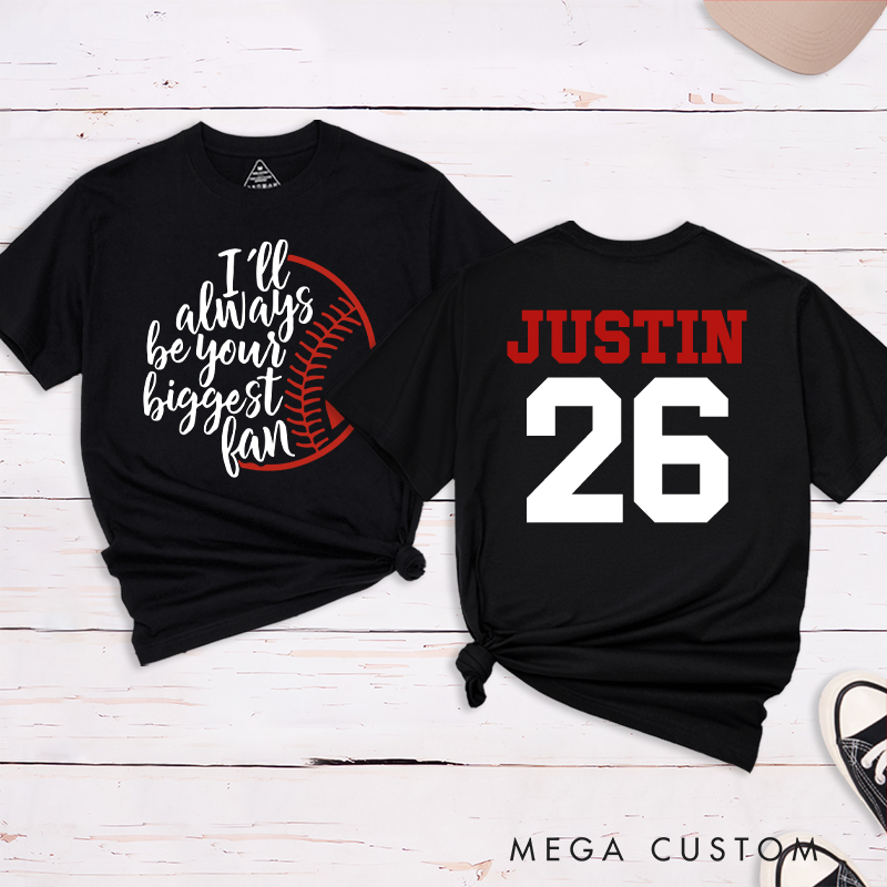 Personalized Baseball Fan T-Shirt with Heartfelt Quote and Custom Name and Number