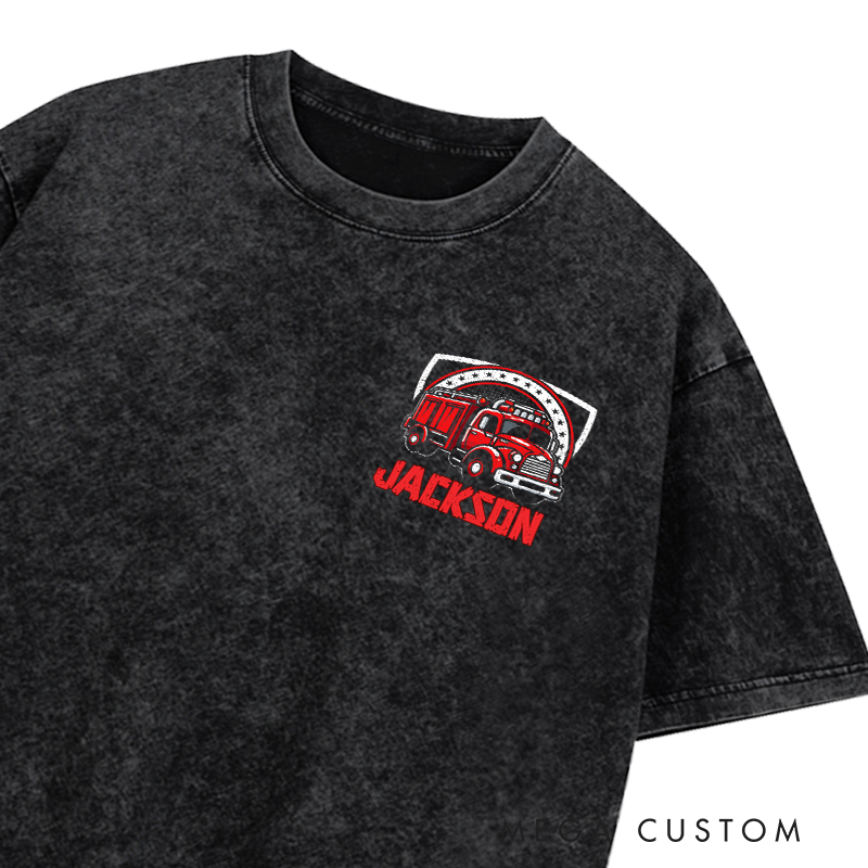 Personalized Firefighter Washed T-Shirt Funny Fire Truck Design It's Not Road Rage Gift for Firefighters