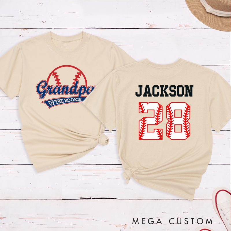 Personalized Baseball Name and Number T-Shirt for Grandpa