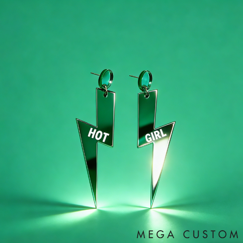 Personalized Multi-Color Lightning Bolt Earrings Edgy Statement Gift for Fashion Girls