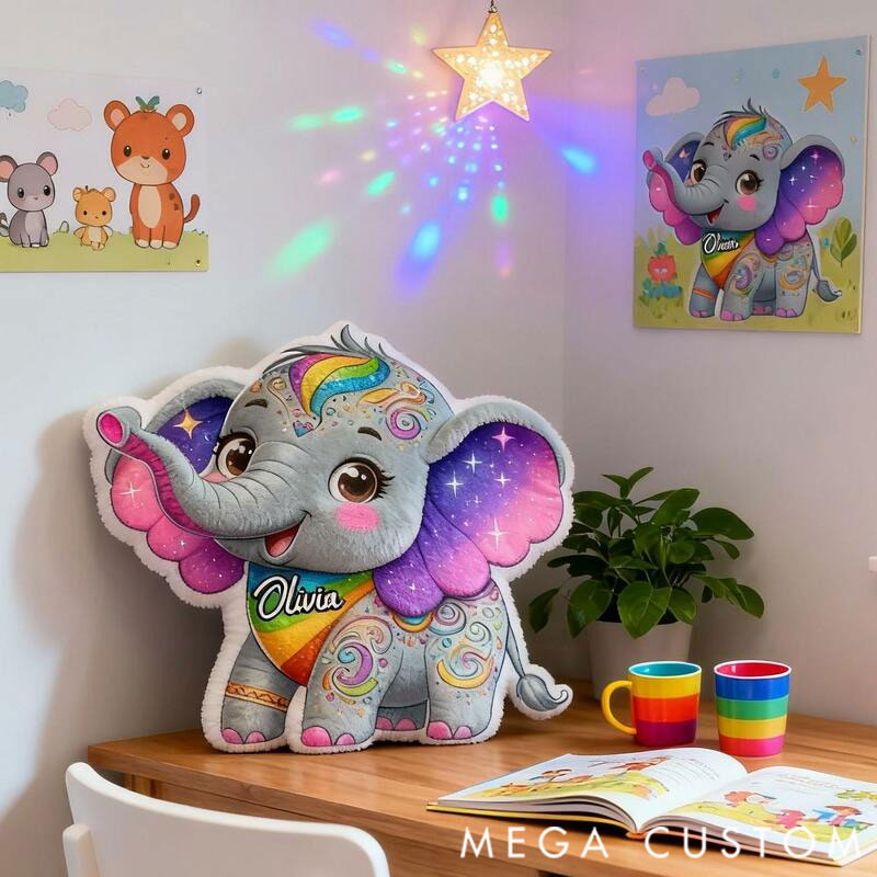 [Copy]Personalized Graphic 3D Print Pillows Pillow, Custom Elephant Pillow with Name for Family