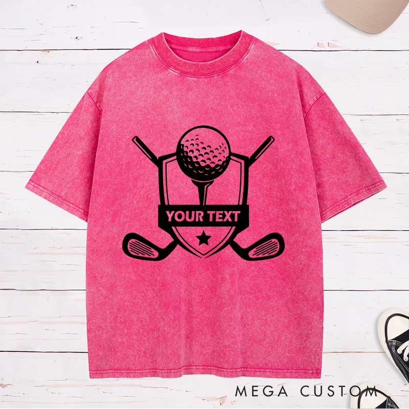 Personalized Golf Washed T-Shirt with Custom Message Unique Gift for Golfers Custom Golf Apparel for Men and Women