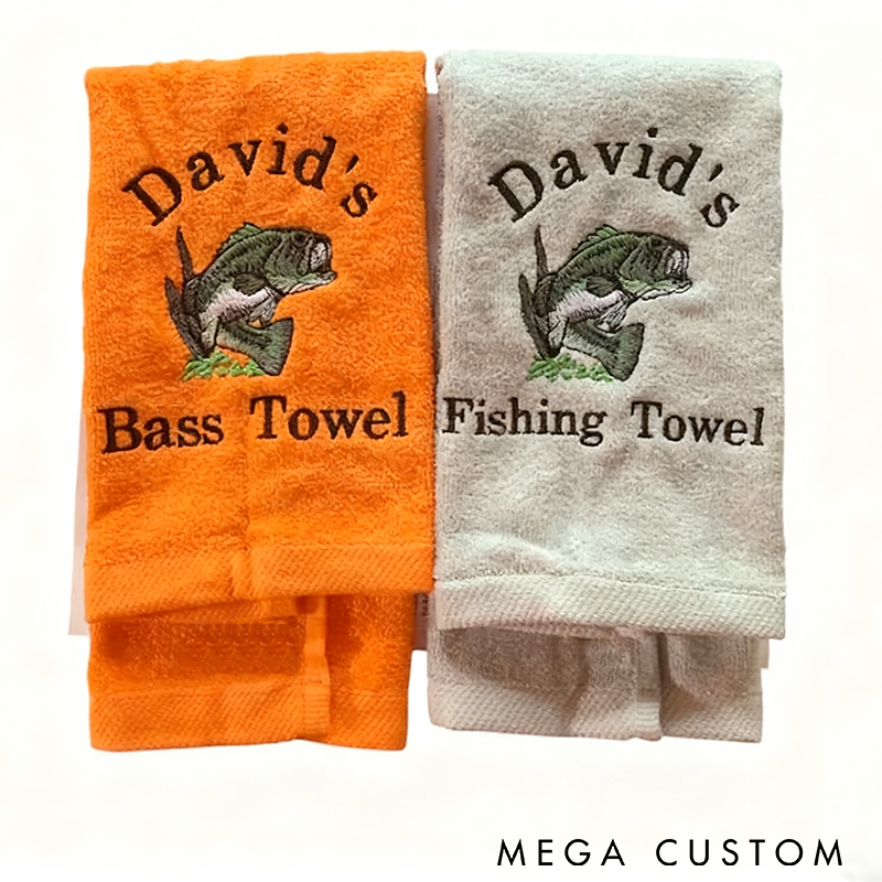 Personalized Bass Fishing Towel Fishing Microfiber Sports Towel Soft Absorbent Cotton Fishing Gift Perfect for Fishing Lover