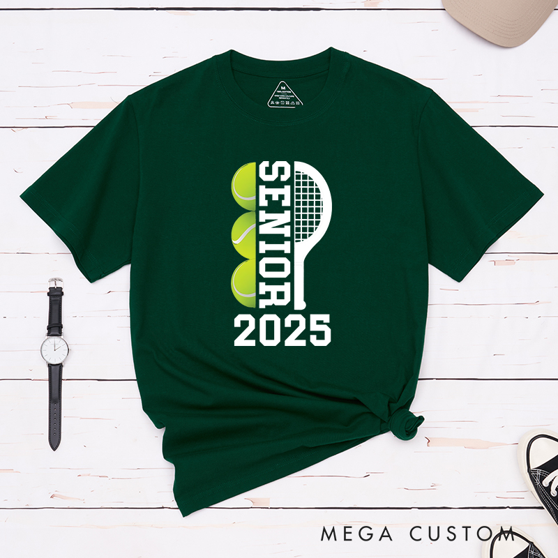Personalized Senior Tennis T-Shirt with Graduation Year and Custom Name