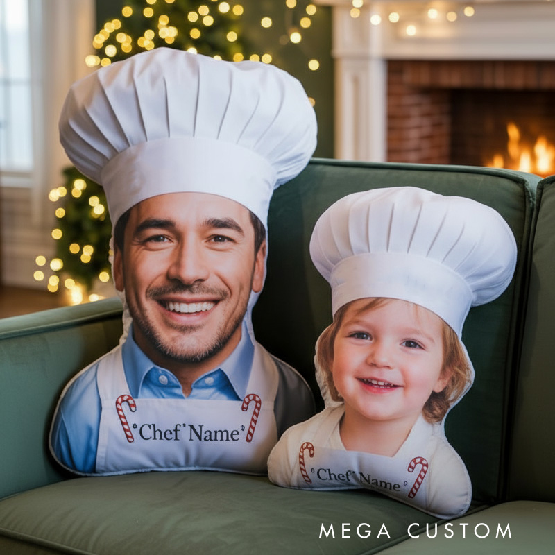 Personalized Photo Face Pillow Kids Face Baker Face Pillow 3D Ugly Pillow Birthday Boy Girl Gift for Baking Lover Pillow