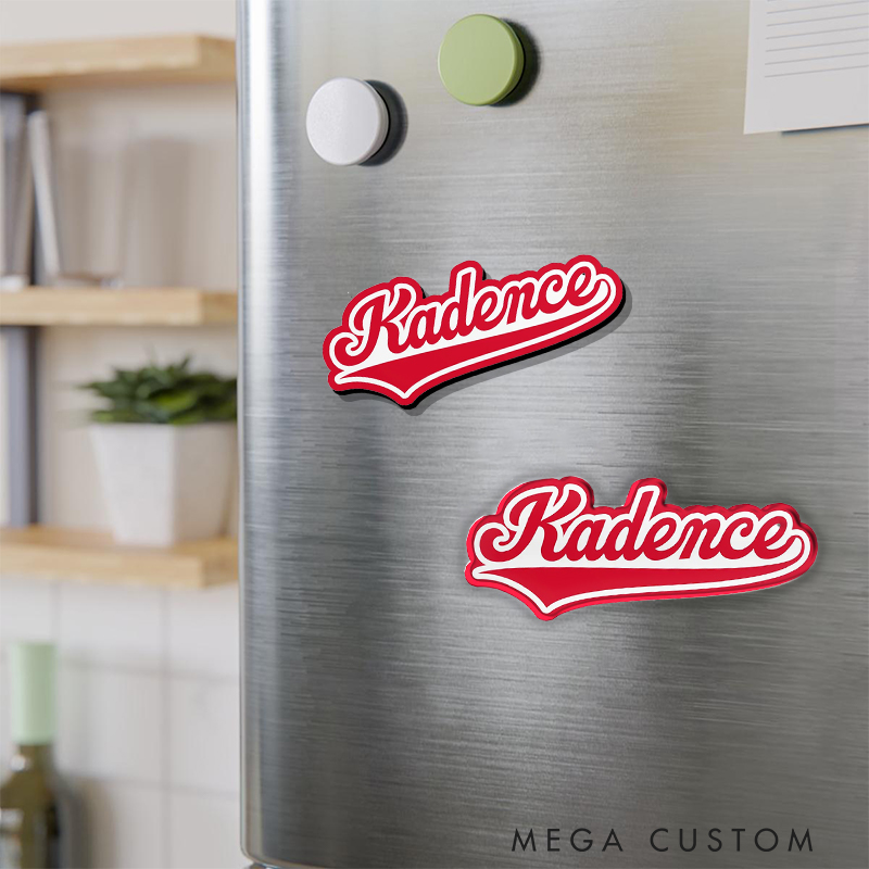 Personalized Custom Name Fridge Magnet with Sleek Baseball-Themed Style  