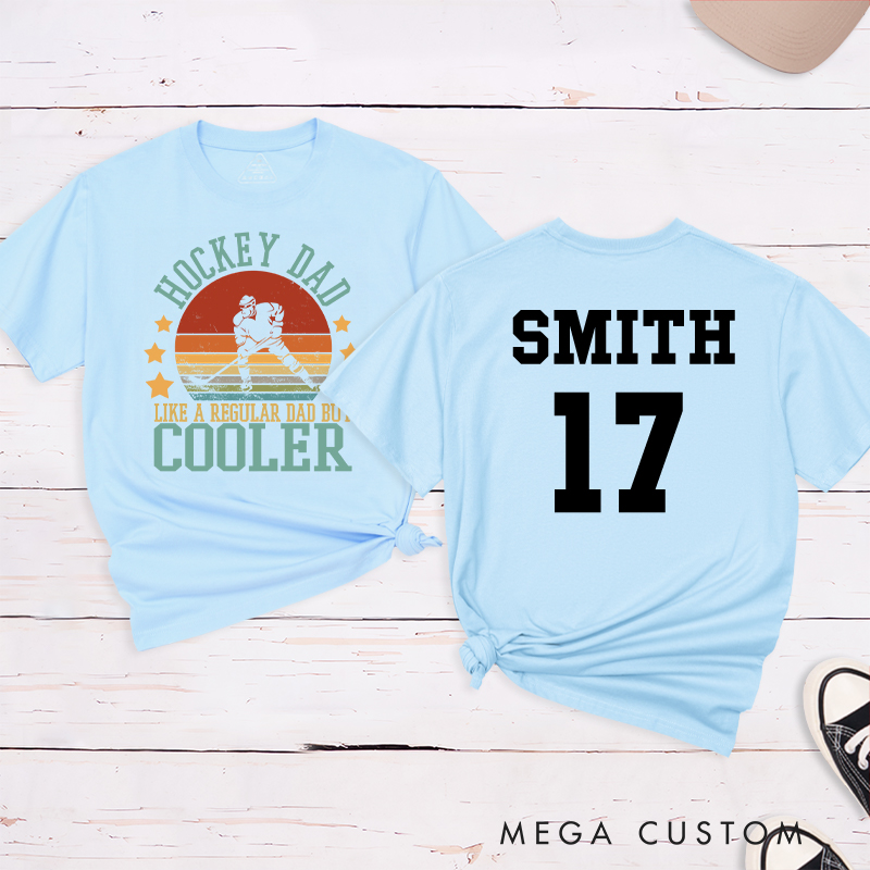 Personalized "Hockey Dad" Retro T-Shirt with Custom Name and Number
