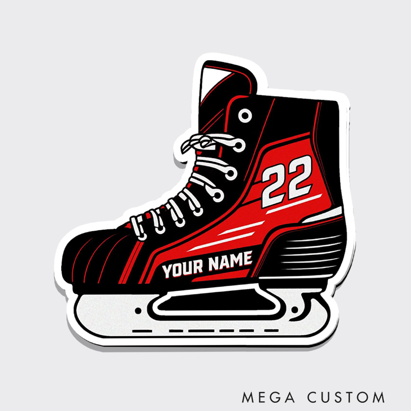 Personalized Hockey Skate Fridge Magnet with Custom Name and Number