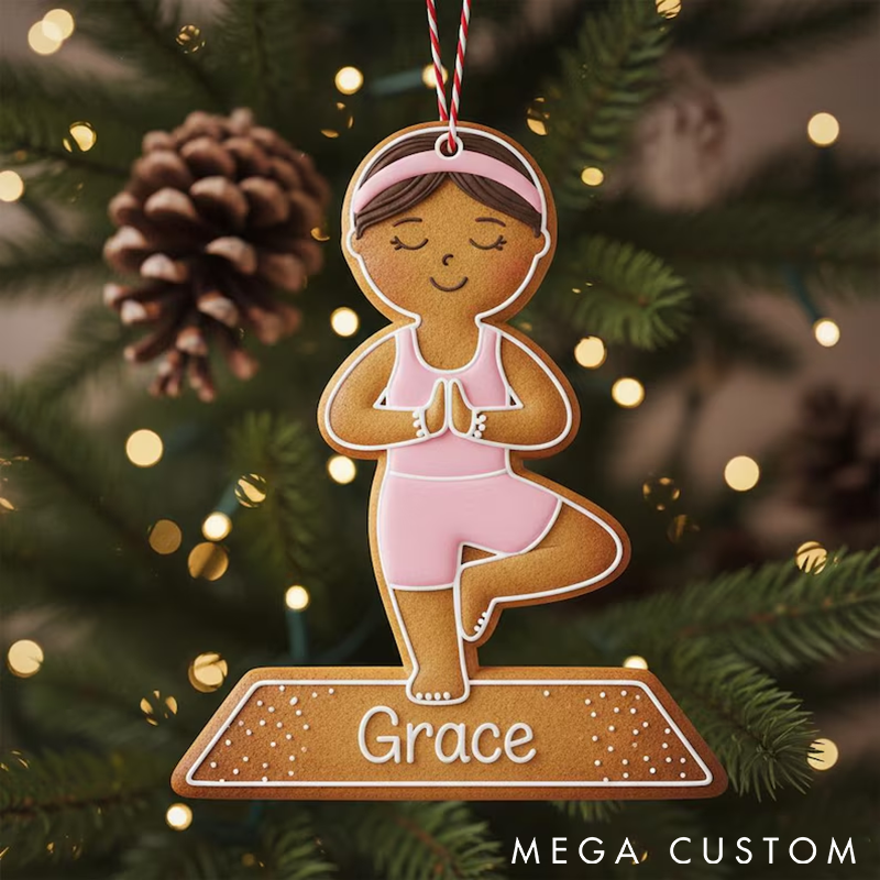 Personalized Yoga Ornament Yoga Christmas Ornament Custom Name Funny Christmas Gift Unique Holiday Decoration for Yoga Enthusiasts