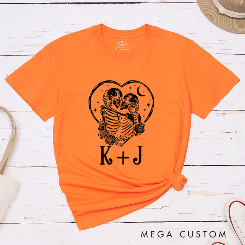 Personalized Halloween Skeleton Couple Matching Classic T-Shirt