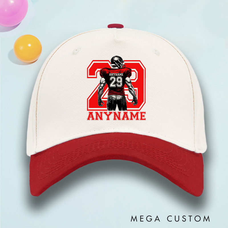 Personalized Football Cotton Two Tone Cap Custom Player Name and Number on the Back