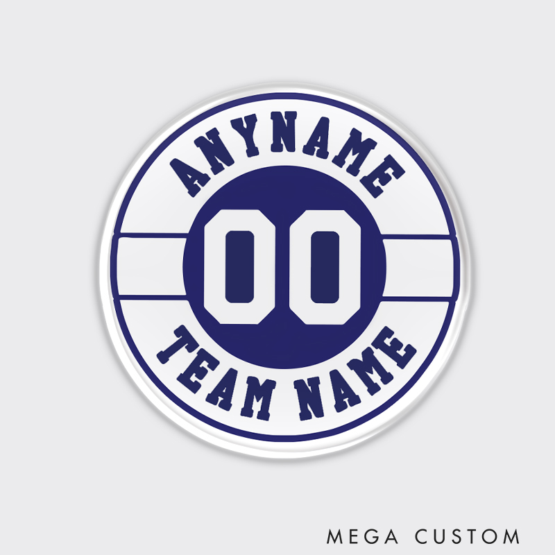 Personalized Athletic Fridge Magnet with Circular Team Design and Custom Details  