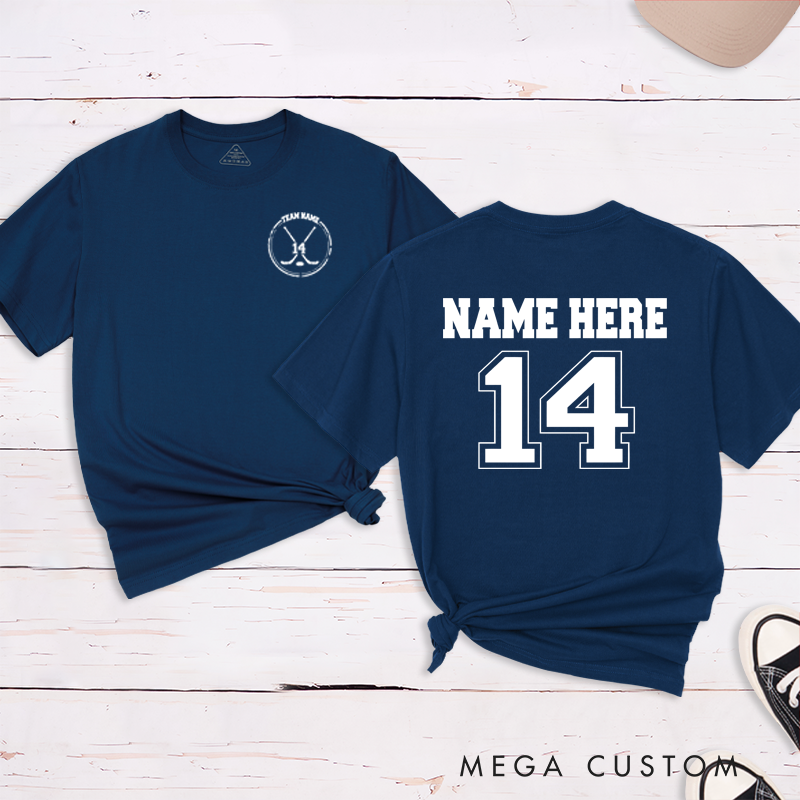 Personalized Team Hockey T-Shirt with Custom Name and Number