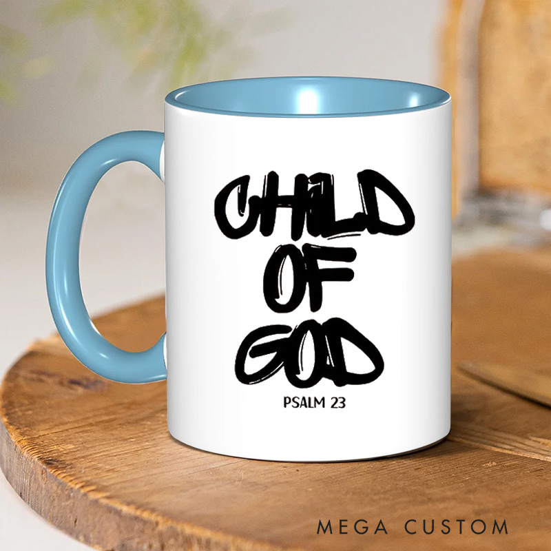 Personalized Child of God Ceramic Inner Color Mug with Name Graffiti Style Bible Verse Ceramic Mug Religious Gift Birthday Gift for Christians
