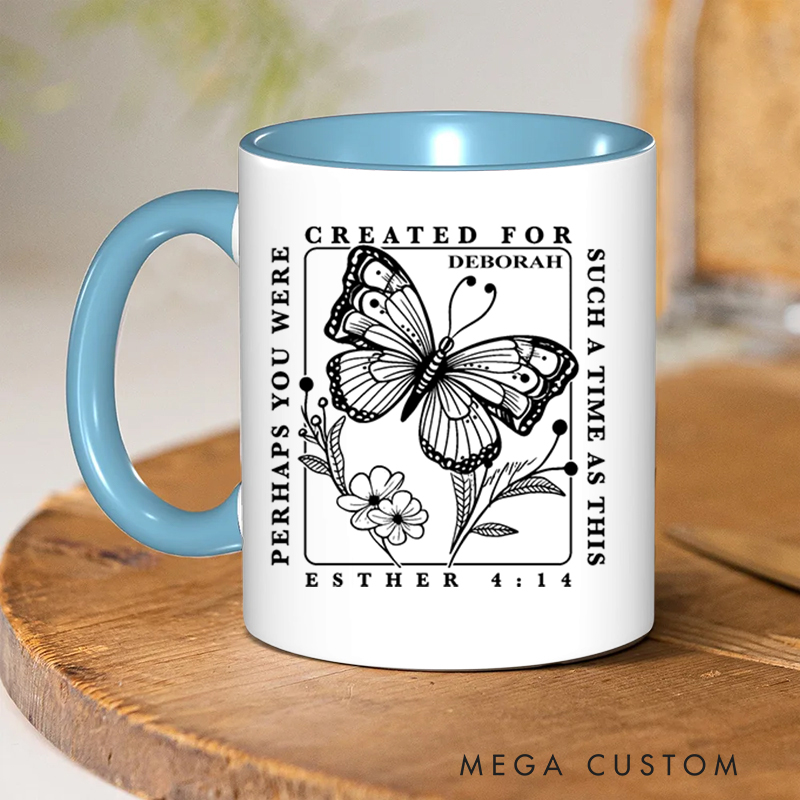 Personalized Esther 4:14 Bible Verse Inner Color Ceramic Mug with Name Birthday Christmas Gift for Christians 