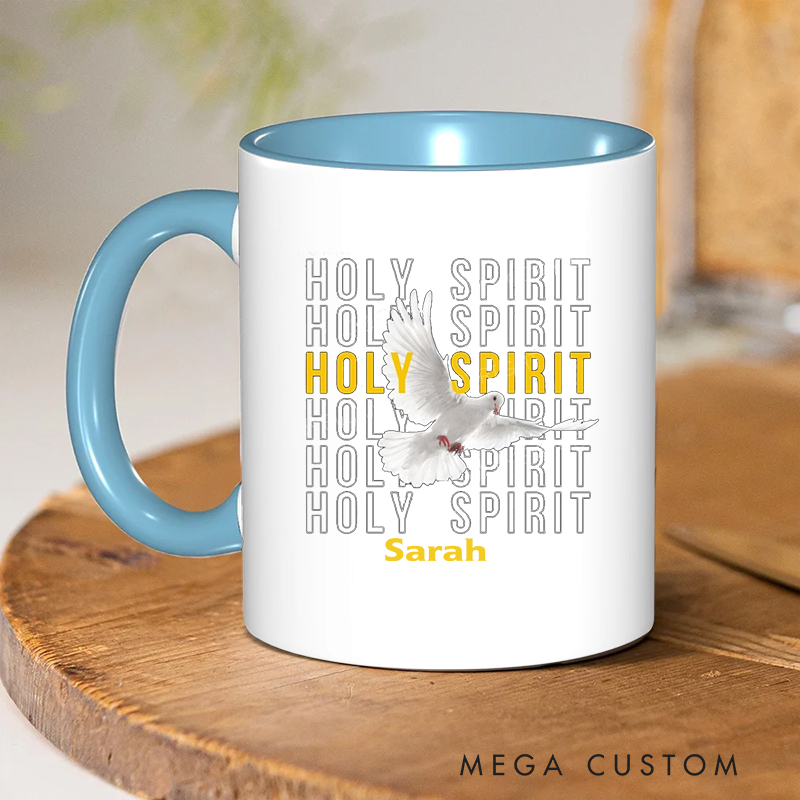 Personalized Holy Spirit Bible Verse Inner Color Ceramic Mug with Name Birthday Religious Inspirational Gift for Christian