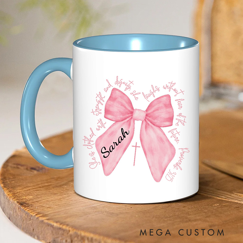 Personalized Watercolor Classic Inner Color Ceramic Mug with Name Birthday Christmas Gift for Christians Best Gift for Christians