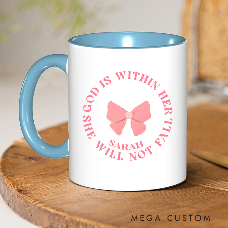 Personalized God Says I Am Bible Verse Inner Color Ceramic Mug with Name Birthday Religious Inspirational Gift for Christian