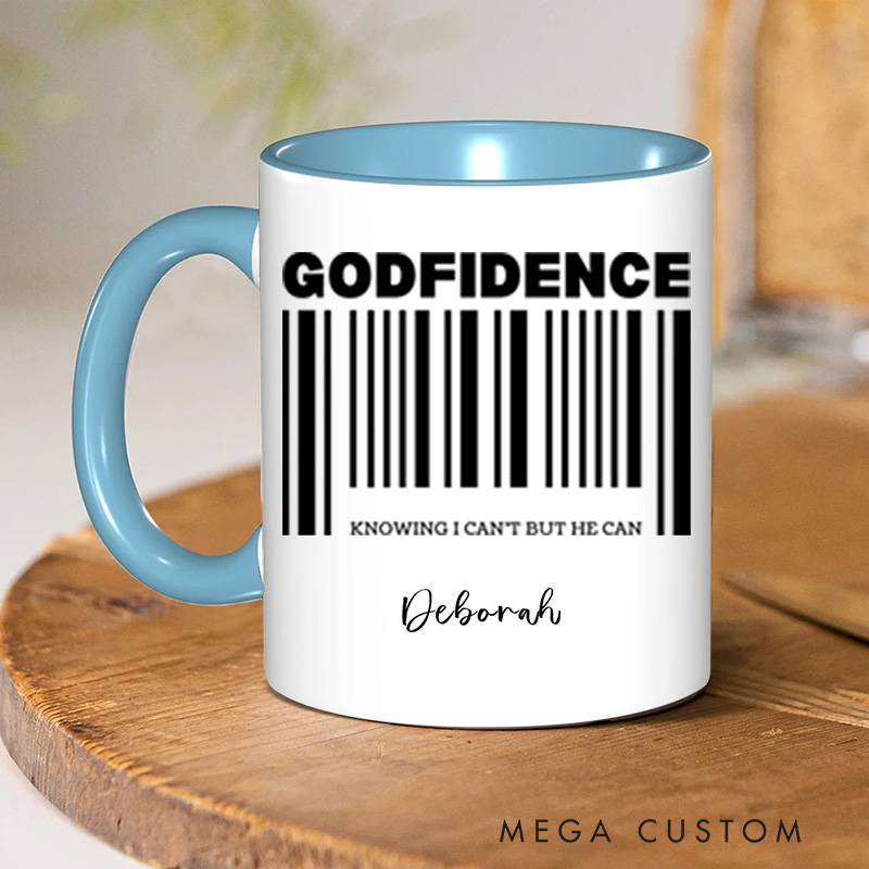 Personalized Christian Godfidence Coffee Mug with Name Birthday Religious Baptism Gift for Family Friends Christians