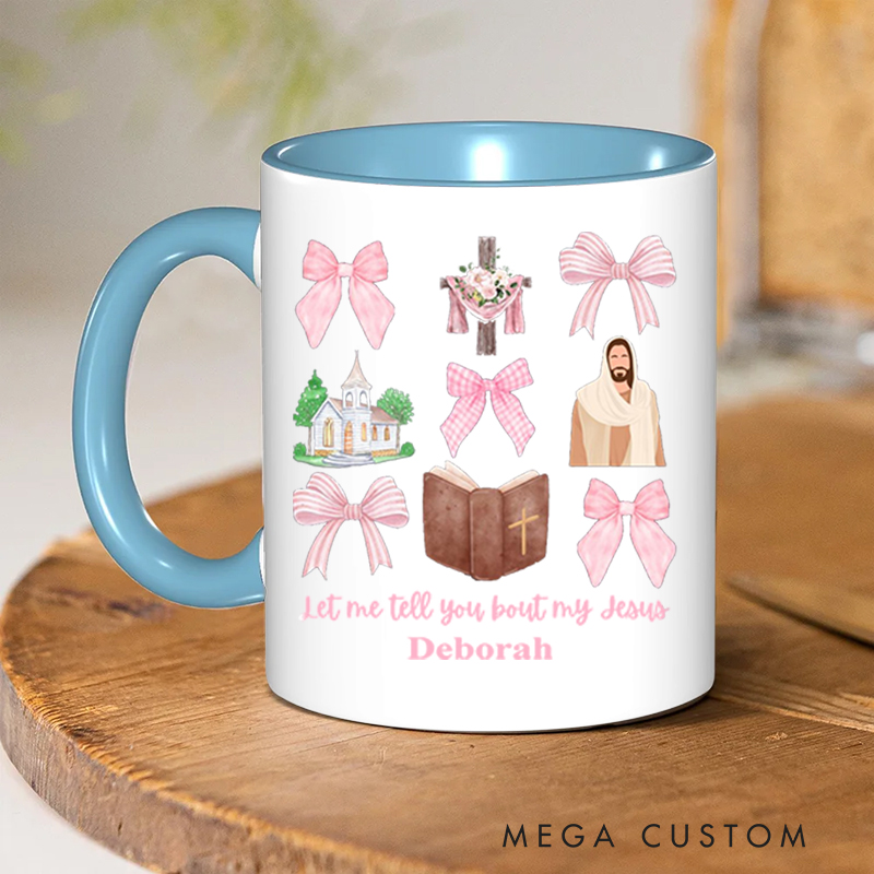 Personalized Cross Bible Jesus Bible Verse Christian Inner Color Ceramic Mug with Name Religious Gift Birthday Gift for Christian
