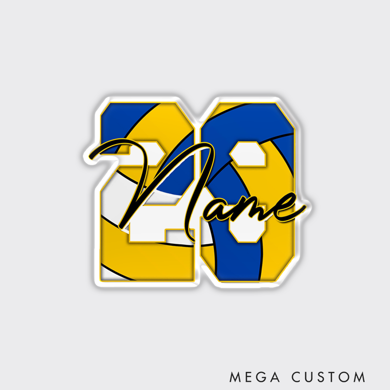 Personalized Volleyball Fridge Magnets with Custom Name and Vibrant Design for Players and Fans