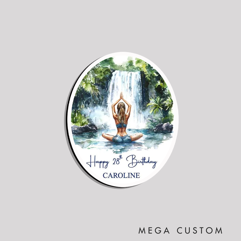 Personalized Yoga Refrigerator Magnets with Beautiful Waterfall Design Perfect Birthday Gift or Keepsake for Yoga and Nature Lover