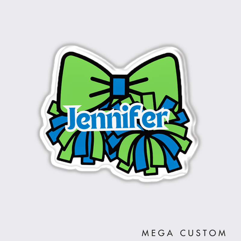 Personalized Sport Cheer Team Spirit Bow Fridge Magnets with Custom Player Name for Fans