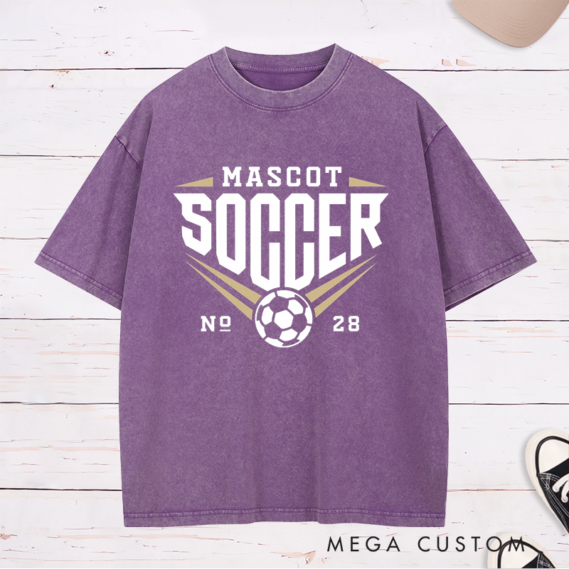 Personalized Soccer Washed T-Shirt with Team Name and Number