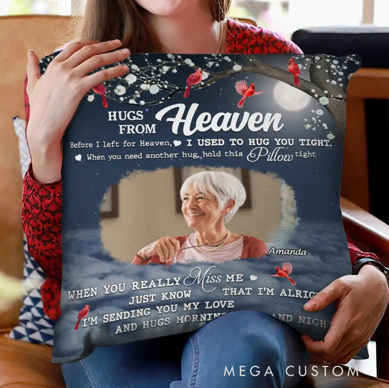 Personalized Memorial Throw Pillow Custom Photo Sending You My Love Memorial Gift for Family