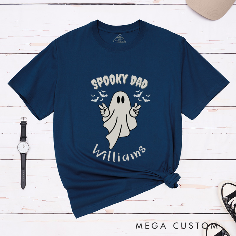 Personalized Halloween Spooky Mama and Spooky Dad Matching Couple T-Shirt