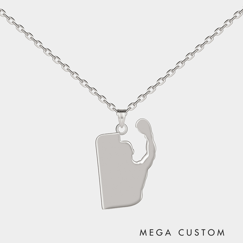 Personalized Custom Boxing Necklace Personalized Engraved Pendant 925 Sterling Silver or Gold Plated Fitness Jewelry Gift for Boxer or Athlete 925 Sterling Silver 