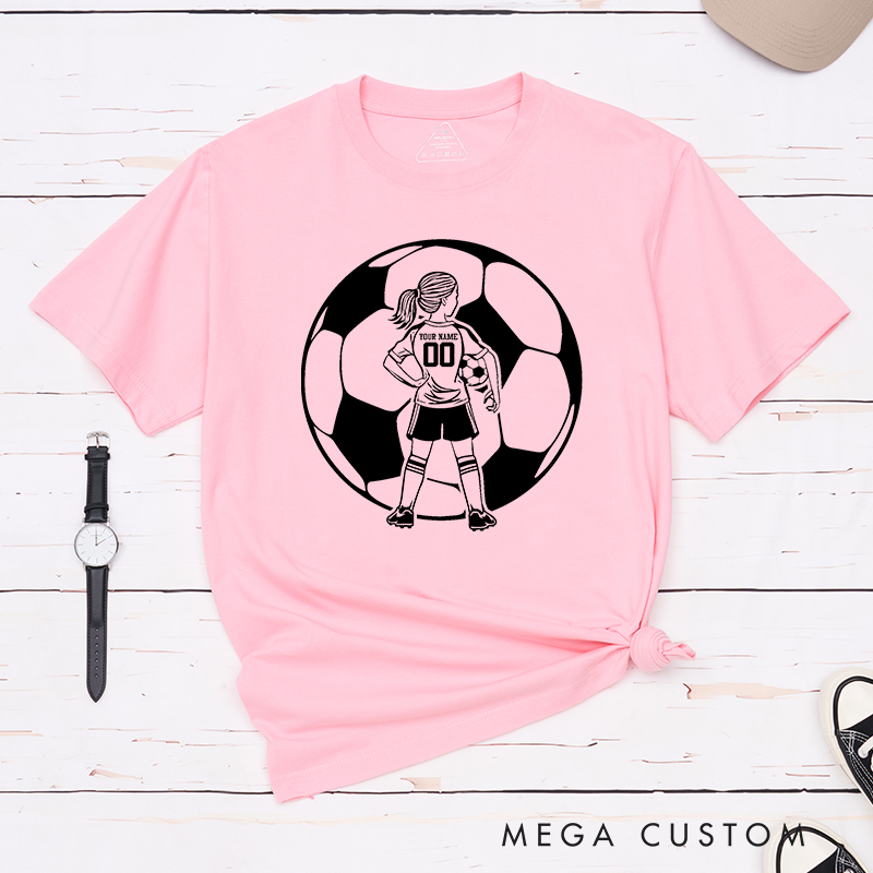 Personalized Soccer T-Shirt for Girls with Custom Name and Number