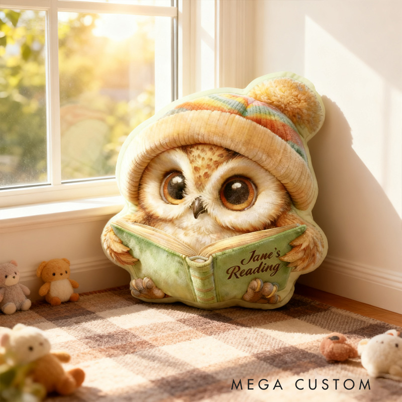 Personalized Funny Pillow Christmas Graphic 3D Print Owl's Reading Custom Name Gift for Reading Lovers
