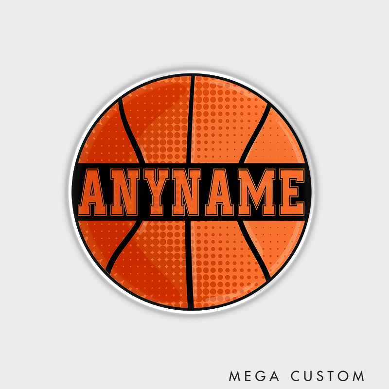 Personalized Basketball Refrigerator Magnet with Custom Name Round Design Perfect Gift for Basketball Fans