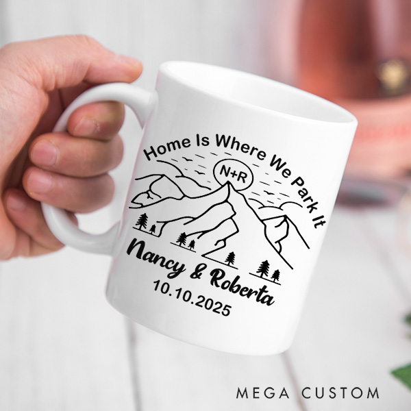 Personalized Mug Home Is Where We Park It Custom 11oz Coffee Mug 15oz Coffee Cup Housewarming Gift First Home Gift for Couple Christmas Gift