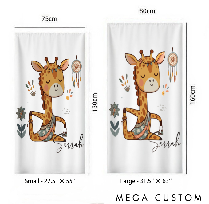 Personalized Giraffe Yoga Superpower Towel with Adorable Yoga Pose Design Perfect Gift for Yoga Lover and Pet Lover