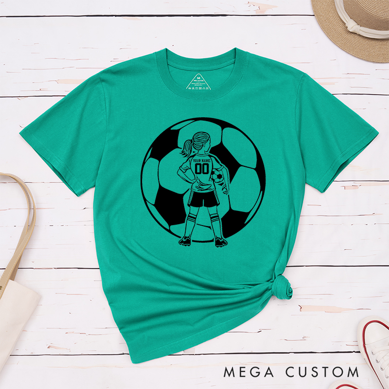 Personalized Soccer T-Shirt for Girls with Custom Name and Number