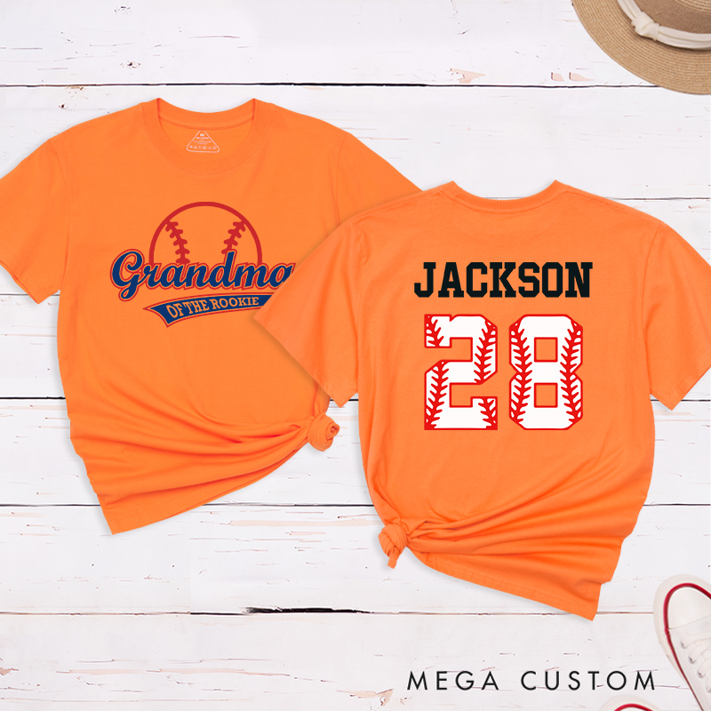 Personalized Baseball Name and Number T-Shirt for Grandma