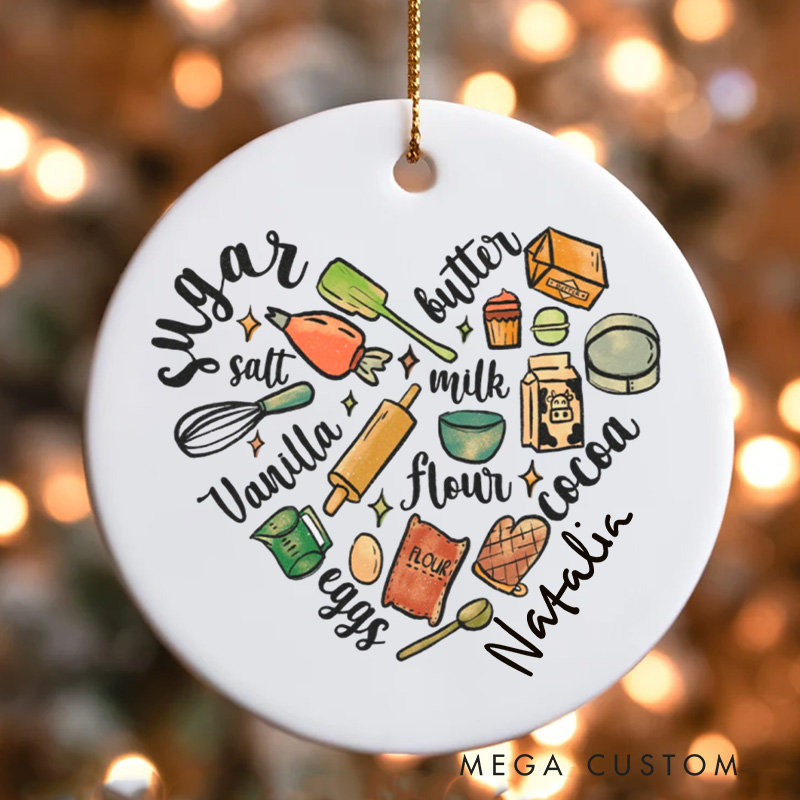 Personalized Baker Christmas Ornament Bakery Heart Xmas Ornament Baker Gift Baking Lover Gift Baking Gift