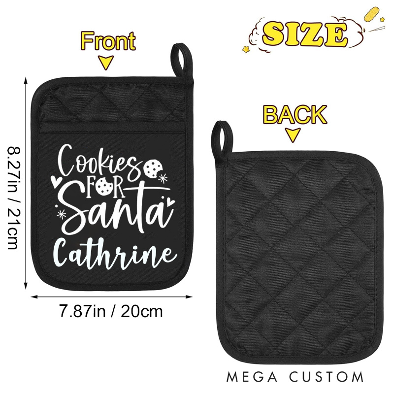 Personalized Cookies for Santa Pot Holders Custom Cookies Potholder with Name Baking Lovers Gift Baker Gift Christmas Gift