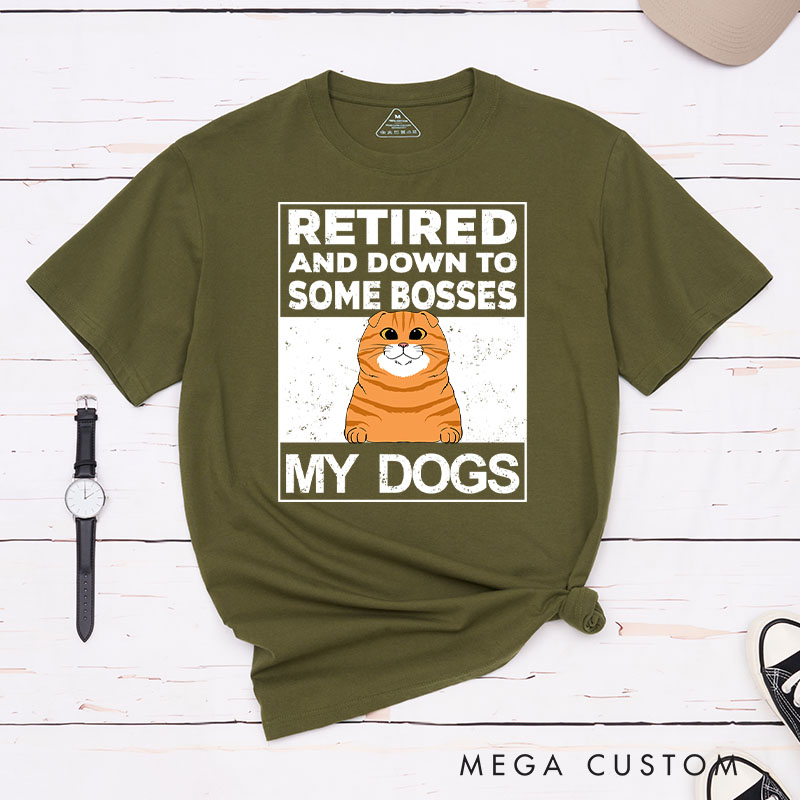 Personalized Cat Lover Retired and Down to One Boss T-Shirt