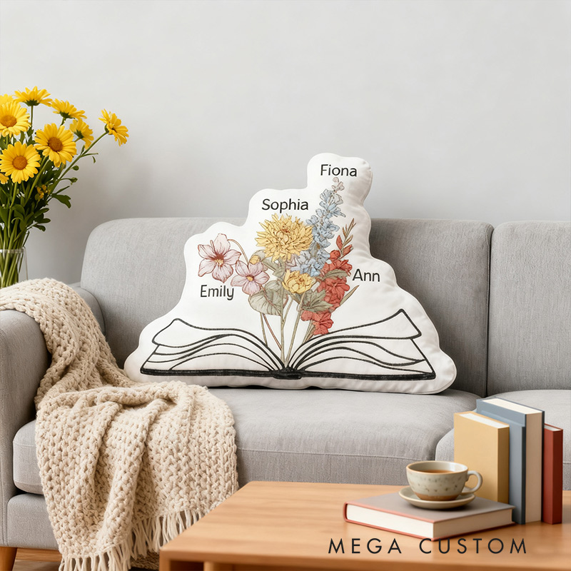 Personalized Funny Pillow Christmas Graphic 3D Print Birthday Flower Reading Custom Name Gift for Reading Lovers